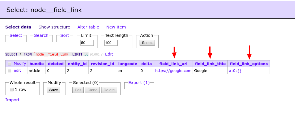 Linked limits. Поле типа 0x806. Изменение полей таблицы Drupal 7. Field reference. Select option datalist html.